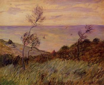 Claude Oscar Monet : The Cliffs of Varengeville, Gust of Wind